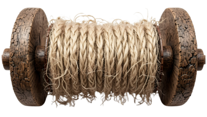Traditional Andorran wool spindle from 1800s with rustic texture isolated on white historic Pyrenean textile tool