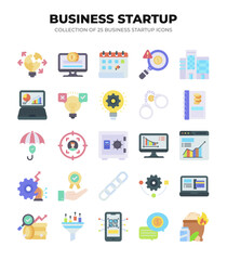 Collection of 25 Business Startup Icons. Flat Design