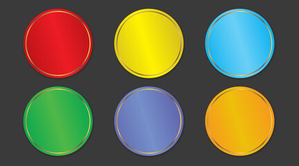 Colorful circle frame with gold lines and with dark color background. Vector Illustration