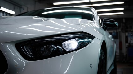 Close-Up of Luxury Vehicle with Bright LED Panel Lights