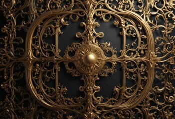 Intricate gold filigree on black, metallic texture, vip invitation background, luxury, ornate