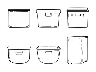 Storage Bin Set in Minimal Line Style