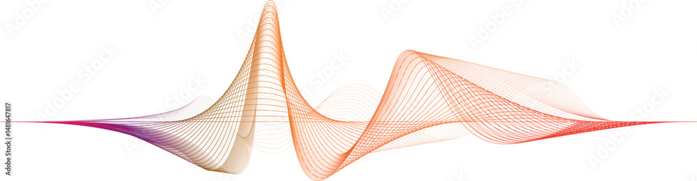 Aufkleber flowing purple, orange wireframe sound waves, visualization of equalizer frequency signals audio equ
