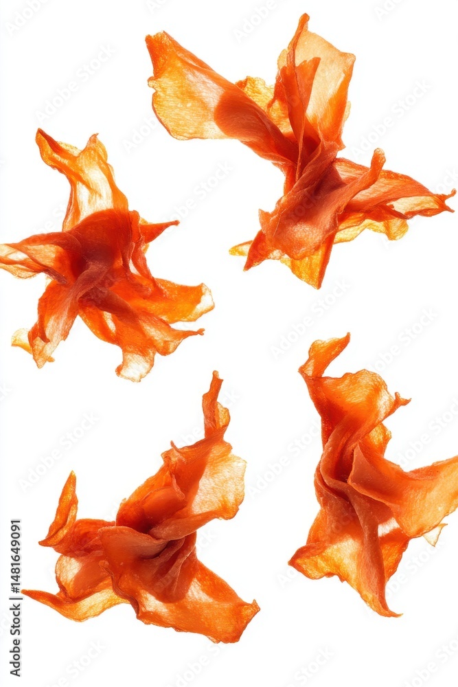 Poster abstract orange fabric floating on white background studio shot vibrant color airy texture dynamic m
