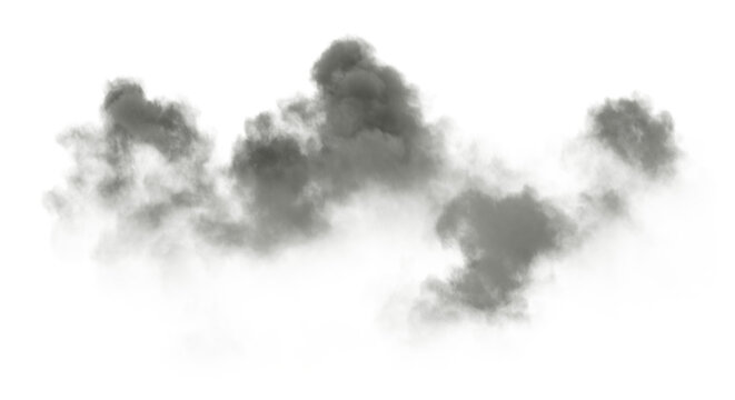 Black clouds spread floating on transparent backgrounds 3d illustrations png