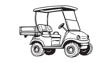 Fototapeta premium Golf Cart line art