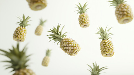 Fototapeta premium Whole fresh pineapple floating on white background