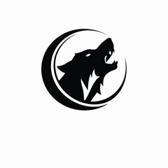 A bold and dynamic wolf head logo vector featuring a howling wolf silhouette inside a circular brush stroke design. Perfect for sports teams, gaming logos, adventure brands, and wildlife-themed projec