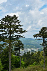 夏の岐阜県の岩村城趾から見た風景