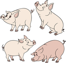 Pig Family Vector Illustration