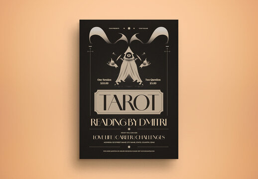 Brown Contemporary Nouveau Tarot Reading Flyer Layout
