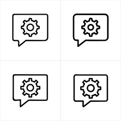 Gear in Speech Bubble Chat Settings or Configuration icon set