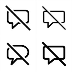 Speech Bubble with Slash Muted Disabled Chat icon set