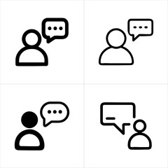 User with Speech Bubble Direct Messaging icon set