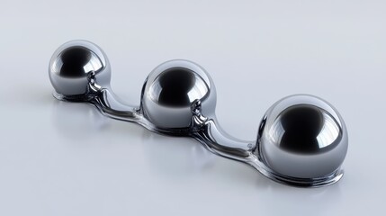 Three reflective spheres connected by a liquid metal bridge