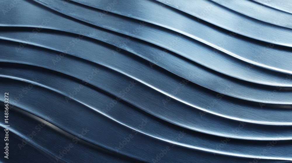 Poster close-up view of a swirling silver metallic spiral pattern on a dark navy background, showcasing a s
