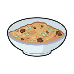 Sichuan Noodle Chinesse Traditional Food Colored Flat Illustration