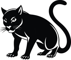 Black Panther Silhouette A Powerful and RetroStyle Illustration