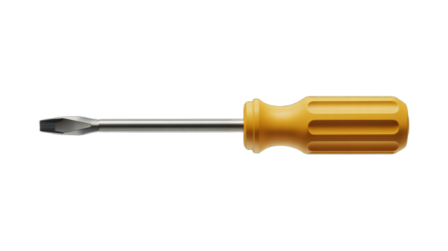 Yellow and Silver Screwdriver on Black Background on transparent background