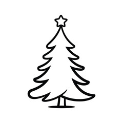 Minimalist Christmas Tree Outline with Star – Festive Holiday Vector Art