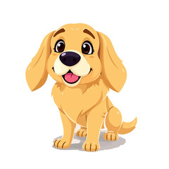 Fototapeta premium A cute brown dachshund puppy, a happy canine illustration, tail wagging, isolated vector art