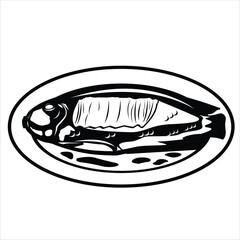 Steamed Fish Silhouette Icon