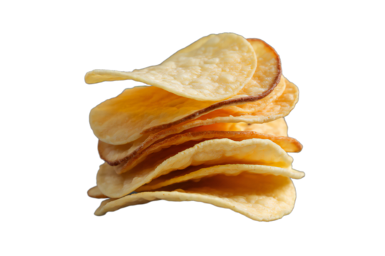 Delicious Crispy Potato Chips Stack on Transparent Background