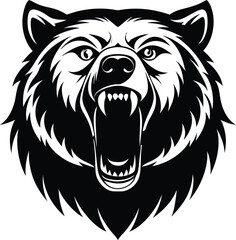 Roaring Bear Head Silhouette