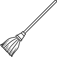 broom silhouette vector illustration, outline