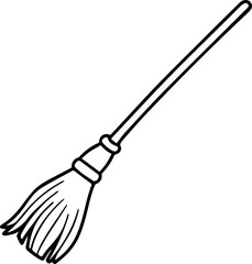 broom silhouette vector illustration, outline