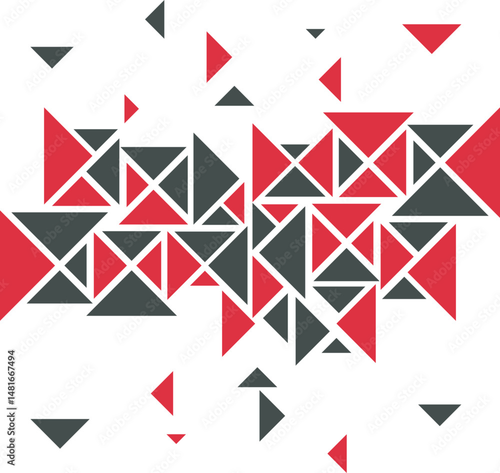 Aufkleber black and red abstract geometric triangle pattern background.black and red abstract geometric triang