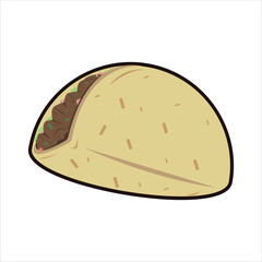 Taco Colored Flat Illustration