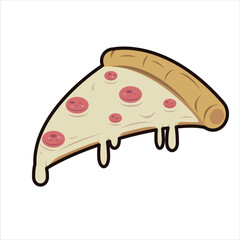 Pizza Slice Colored Flat Illustration