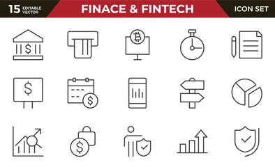 Finance and Accounting Icons Collection. Vector-Based Icons for Money Management, Investment, Taxes, and Business Finance