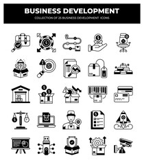 Collection of Business Development Icons: Strategy. Finance. and Growth