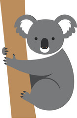 Koala Hugging Tree Minimalist Vector