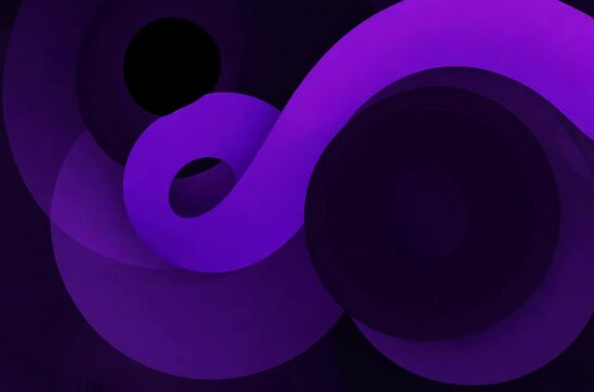 Purple and black abstract design with circular design. Looped animation
