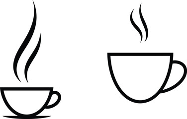 Illustration of Minimalist vector design of a coffee cup with steam, by a world-class graphic designer. no text, minimalist, abstract, clean white background