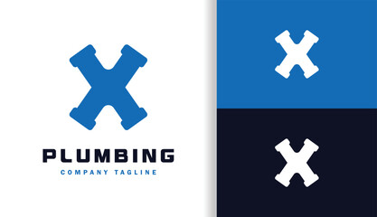 Letter X with Plumbing Logo