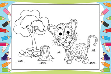 coloring Jaguar animal cartoon for kids