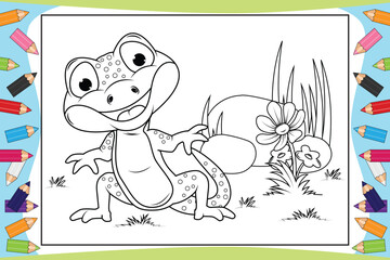 coloring Newt animal cartoon for kids