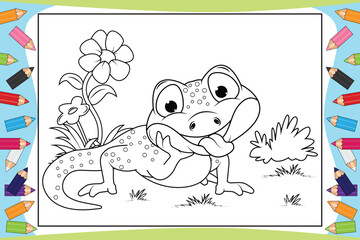 coloring Newt animal cartoon for kids