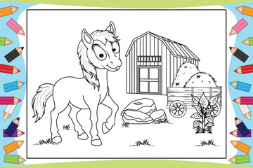 coloring Pony animal cartoon for kids