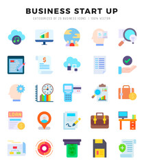 Simple Set of Business Start Up Related Vector Flat Icons.