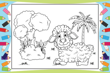 coloring Sheep animal cartoon for kids