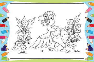 Fototapeta premium coloring Vulture animal cartoon for kids