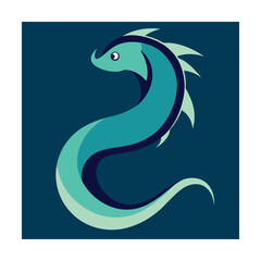 Naklejka premium Illustration of a whimsical and stylized sea serpent aquatic creature with a friendly design.