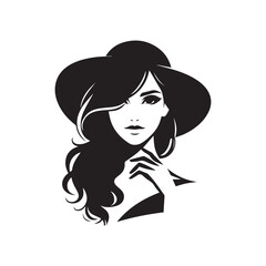 vector silhouette of a beautiful woman like an angel, simple black and white that can be edited
