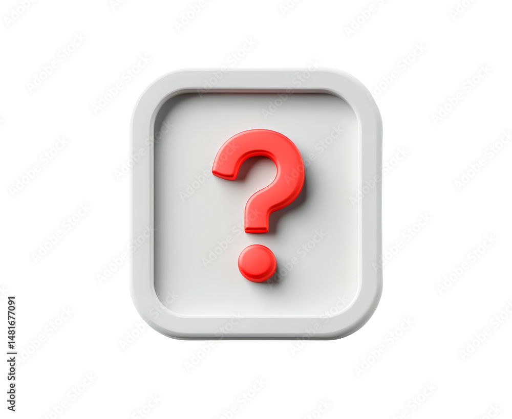 Poster 3d minimal question mark icon isolated on transparent background