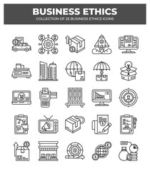 Collection of 25 Business Ethics Icons: Promoting Ethical Business Practices